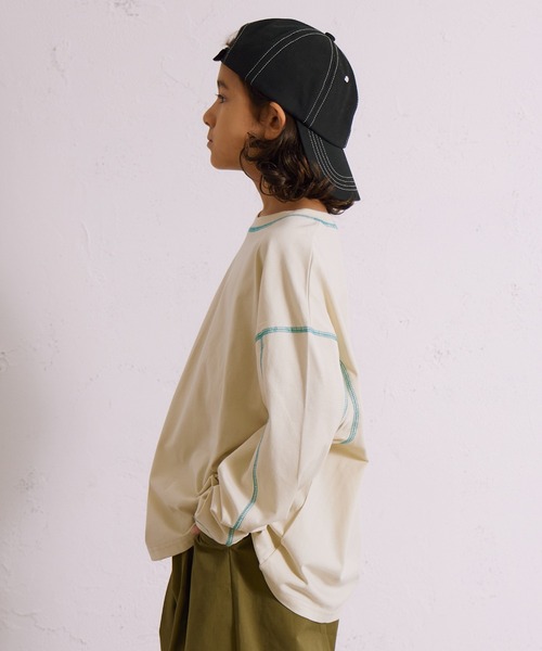 PAIRMANON STREET(ペアマノンストリート)の「【綿100%】配色ステッチ 長袖 Tシャツ【PAIRMANON STREET】(Tシャツ/カットソー・キッズ・ブラック/ミント/イエロー/アイボリー/ホワイト/ライトブルー・90/160/150/140/130/120/110/100)」の22枚目の写真