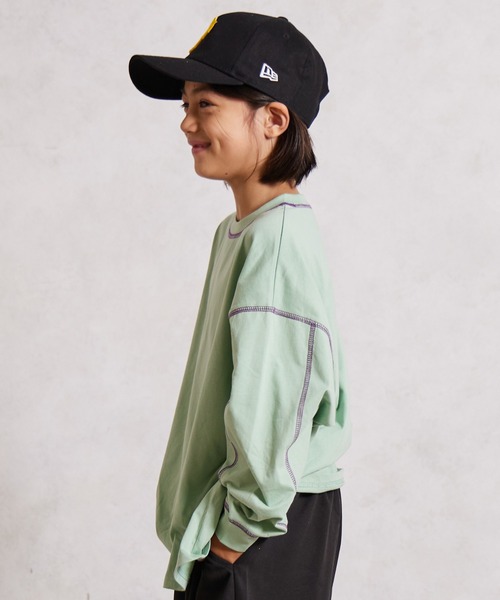 PAIRMANON STREET(ペアマノンストリート)の「【綿100%】配色ステッチ 長袖 Tシャツ【PAIRMANON STREET】(Tシャツ/カットソー・キッズ・ブラック/ミント/イエロー/アイボリー/ホワイト/ライトブルー・90/160/150/140/130/120/110/100)」の9枚目の写真