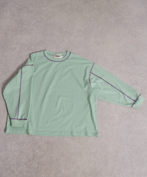 PAIRMANON STREET(ペアマノンストリート)の「【綿100%】配色ステッチ 長袖 Tシャツ【PAIRMANON STREET】(Tシャツ/カットソー・キッズ・ブラック/ミント/イエロー/アイボリー/ホワイト/ライトブルー・90/160/150/140/130/120/110/100)」の16枚目の写真