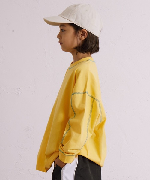 PAIRMANON STREET(ペアマノンストリート)の「【綿100%】配色ステッチ 長袖 Tシャツ【PAIRMANON STREET】(Tシャツ/カットソー・キッズ・ブラック/ミント/イエロー/アイボリー/ホワイト/ライトブルー・90/160/150/140/130/120/110/100)」の12枚目の写真