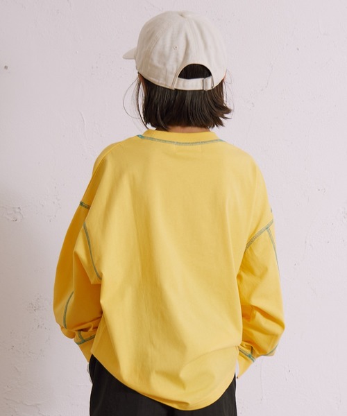 PAIRMANON STREET(ペアマノンストリート)の「【綿100%】配色ステッチ 長袖 Tシャツ【PAIRMANON STREET】(Tシャツ/カットソー・キッズ・ブラック/ミント/イエロー/アイボリー/ホワイト/ライトブルー・90/160/150/140/130/120/110/100)」の13枚目の写真