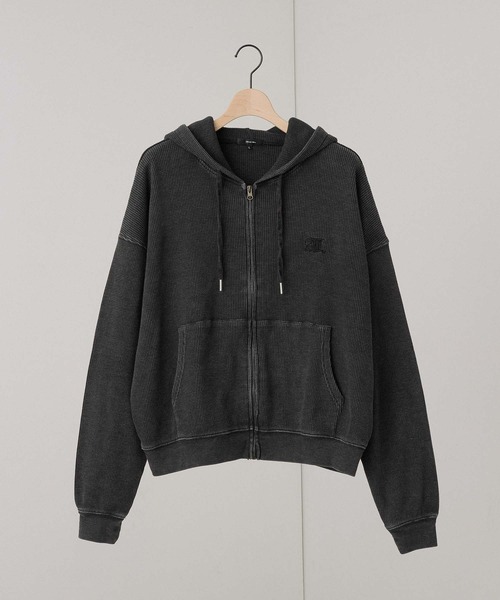 Alfred Alex(アルフレッドアレックス)の「【Alfred Alex】ヴィンテージ加工スノーウォッシュワンポイントロゴ刺繍オーバーサイズワッフルパーカー(パーカー・メンズ・ブラック/ワインレッド/グレイッシュブルー/チャコール・M/L)」の20枚目の写真