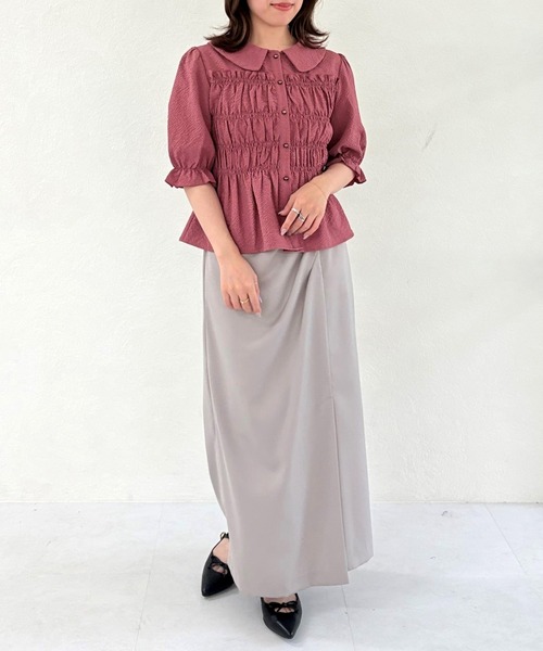 31 Sons de mode（トランテアン　ソン　ドゥ　モード）の「一部店舗限定 シャーリングペプラムブラウス（シャツ/ブラウス・レディース・ブラウン/ピンク/ブラック・ﾌﾘ-）」の10枚目の写真