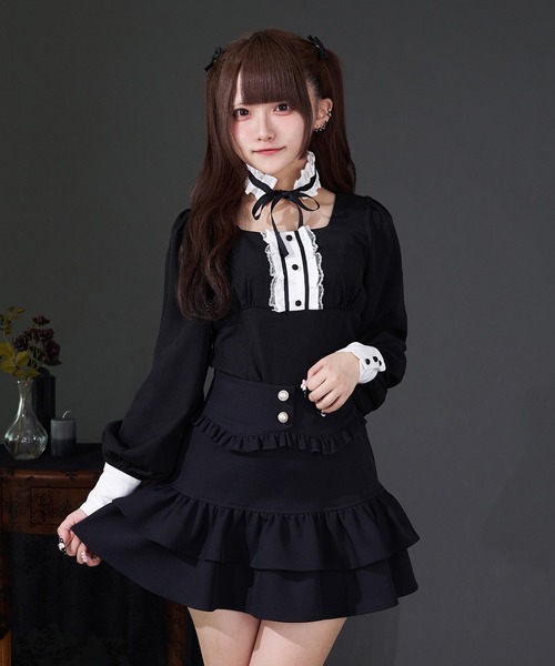 Pal elfy チョーカーベルトフリルブラウス Pium チョーカーベルト