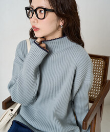 ニット/セーター（ブルー・ネイビー/青色系・タートルネック