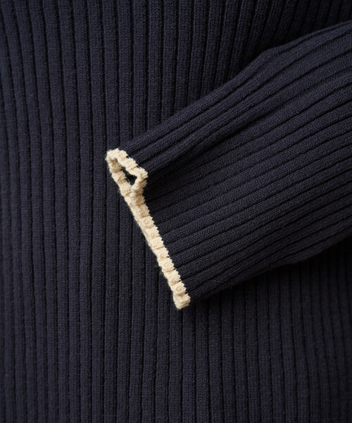 FREAK'S STORE（フリークスストア）の「限定展開　配色 ライン リブニット ハイネック プルオーバー（ニット/セーター・レディース・パープル/ネイビー/ライトグレー/ブラック/オフホワイト/ナチュラル/ブルー/ブラウン・ﾌﾘ-）」の9枚目の写真