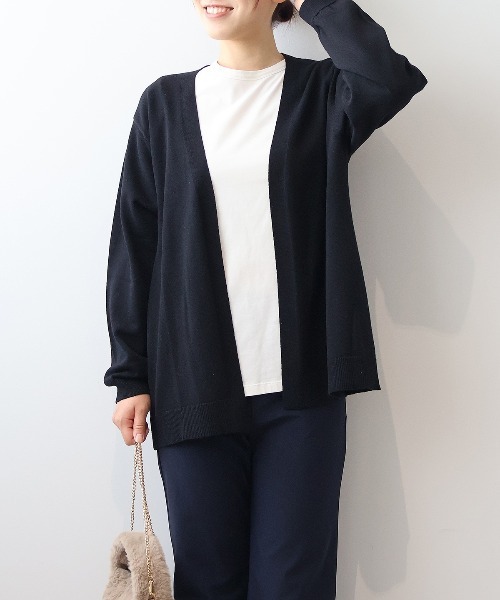 MB mint breeze(エムビーミントブリーズ)の「【WEB/一部店舗限定】【LL~6L 大きいサイズ】 【抗ピル/ウォッシャブル】ミドル丈トッパーカーディガン(カーディガン/ボレロ・レディース・エンジ/ライトグレー/ブラック・LL/3L/4L/5L/6L)」の7枚目の写真
