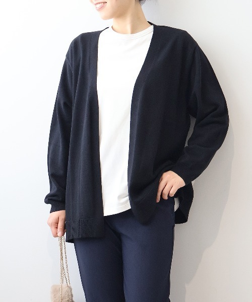 MB mint breeze(エムビーミントブリーズ)の「【WEB/一部店舗限定】【LL~6L 大きいサイズ】 【抗ピル/ウォッシャブル】ミドル丈トッパーカーディガン(カーディガン/ボレロ・レディース・エンジ/ライトグレー/ブラック・LL/3L/4L/5L/6L)」の8枚目の写真