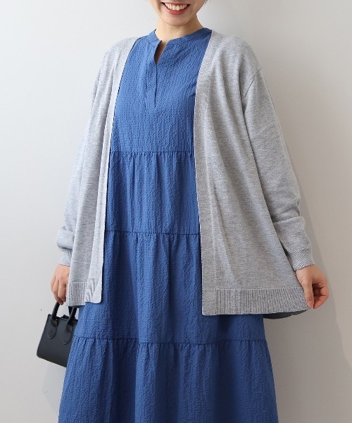MB mint breeze(エムビーミントブリーズ)の「【WEB/一部店舗限定】【LL~6L 大きいサイズ】 【抗ピル/ウォッシャブル】ミドル丈トッパーカーディガン(カーディガン/ボレロ・レディース・エンジ/ライトグレー/ブラック・LL/3L/4L/5L/6L)」の10枚目の写真