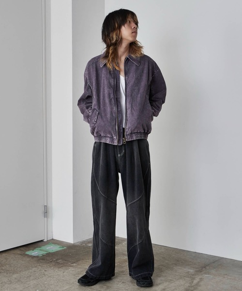 Theater code（シアターコード）の「Wash-processed leopard-print blouson jacket / ウォッシュ加工 レオパード柄ブルゾン 秋 秋服メンズ 2026年秋冬 冬服（ブルゾン・メンズ・グリーン/パープル/イエロー系その他・M/L）」の17枚目の写真