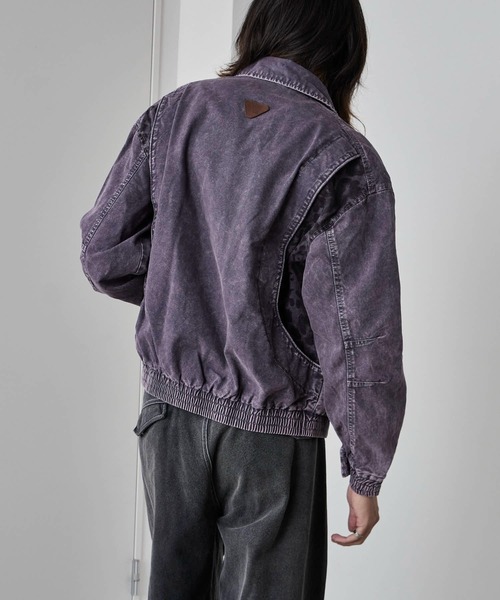 Theater code（シアターコード）の「Wash-processed leopard-print blouson jacket / ウォッシュ加工 レオパード柄ブルゾン 秋 秋服メンズ 2026年秋冬 冬服（ブルゾン・メンズ・グリーン/パープル/イエロー系その他・M/L）」の16枚目の写真