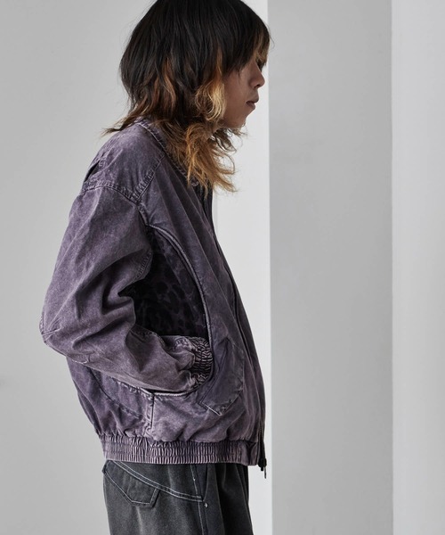 Theater code（シアターコード）の「Wash-processed leopard-print blouson jacket / ウォッシュ加工 レオパード柄ブルゾン 秋 秋服メンズ 2026年秋冬 冬服（ブルゾン・メンズ・グリーン/パープル/イエロー系その他・M/L）」の14枚目の写真
