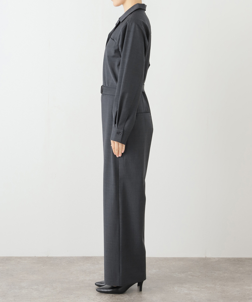 イエナ　ダンプツイル　ジャンプスーツ ネイビー サイズ36 ウォッシャブル】タンブラーツイルジャンパースカート(ワンピース