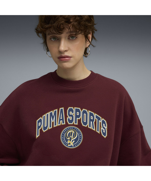 PUMA（プーマ）の「PUMA プーマ ウィメンズ ワードローブ ESS スポーツ レガシー II クルー スウェット（スウェット・レディース・ダークグリーン/ピンク系その他2・SMALL/MEDIUM/LARGE/X-LARGE）」の12枚目の写真