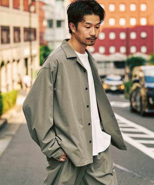 417 EDIFICE（フォーワンセブンエディフィス）の「オーバーサイズシャツ&ワイドスラックス UVカット セットアップ（スーツセット・メンズ・ダークブルー/ベージュ/ブラック・X-LARGE/LARGE/MEDIUM）」の19枚目の写真