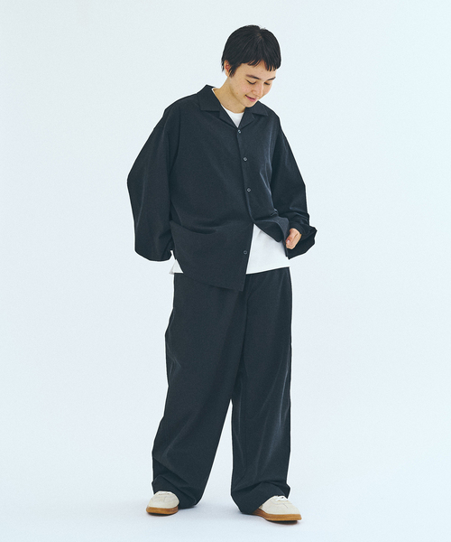 POLYPLOID セットアップ ブルゾン×ワイドパンツ 綿100 XLサイズ オーバーサイズシャツ&ワイドスラックス UVカット セットアップ