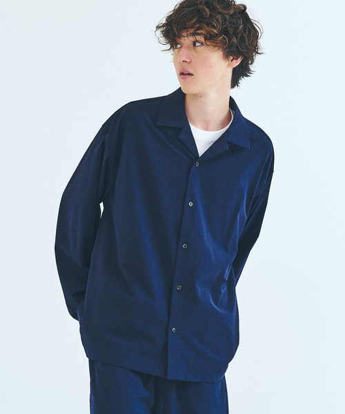 417 EDIFICE（フォーワンセブンエディフィス）の「オーバーサイズシャツ&ワイドスラックス UVカット セットアップ（スーツセット・メンズ・ダークブルー/ベージュ/ブラック・X-LARGE/LARGE/MEDIUM）」の5枚目の写真