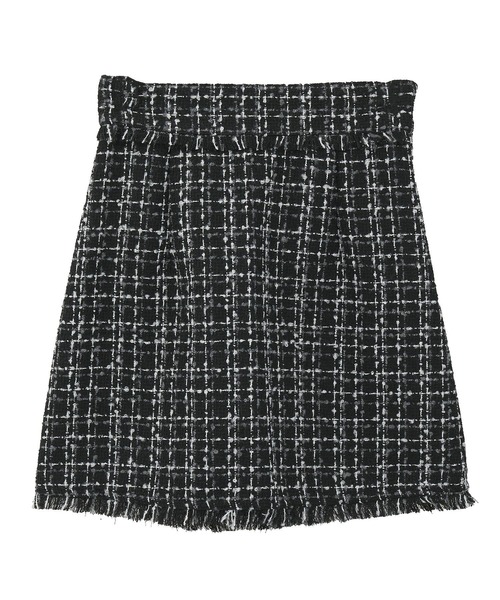 earth music&ecology（アースミュージックアンドエコロジー）の「フリンジツイードミニスカート（スカート・レディース・ブラック/アイボリー・M/S）」の19枚目の写真