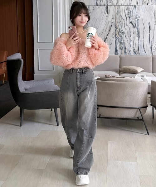 ROYAL PARTY（ロイヤルパーティー）の「フリルチュールオフショルダートップス（シャツ/ブラウス・レディース・ピンク/オフホワイト/ブラック・FREE）」の21枚目の写真