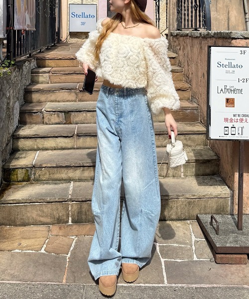 ROYAL PARTY（ロイヤルパーティー）の「フリルチュールオフショルダートップス（シャツ/ブラウス・レディース・ピンク/オフホワイト/ブラック・FREE）」の17枚目の写真