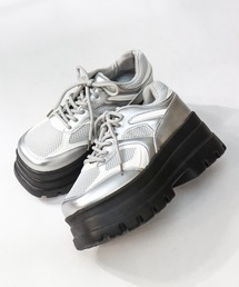 LOVE HUNTER/厚底 スニーカー  8cm トリプルソール スクエアトゥ メッシュ ダッドスニーカー(2251)