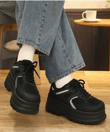 LOVE HUNTER/厚底 スニーカー 8cm トリプルソール スクエアトゥ メッシュ ダッドスニーカー(2251)
