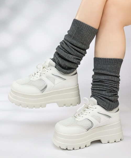 LOVEHUNTER(ラブハンター)の「LOVE HUNTER/厚底 スニーカー 8cm トリプルソール スクエアトゥ メッシュ ダッドスニーカー(2251)(スニーカー・レディース・ホワイト/ブラック/シルバー・SS/S/M/L/LL/3L)」の8枚目の写真
