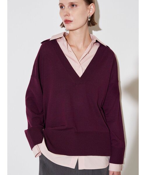 ELENDEEK（エレンディーク）の「シャツドッキングスキッパーニット（ニット/セーター・レディース・ボルドー/ネイビー/グレー・FREE）」の3枚目の写真