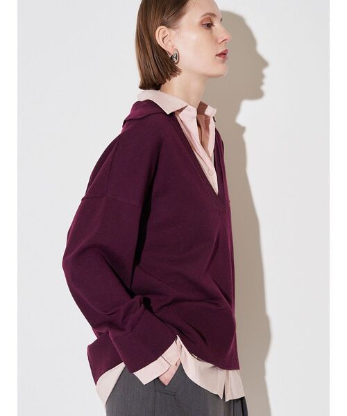 ELENDEEK（エレンディーク）の「シャツドッキングスキッパーニット（ニット/セーター・レディース・ボルドー/ネイビー/グレー・FREE）」の5枚目の写真