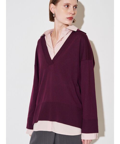 ELENDEEK（エレンディーク）の「シャツドッキングスキッパーニット（ニット/セーター・レディース・ボルドー/ネイビー/グレー・FREE）」の6枚目の写真