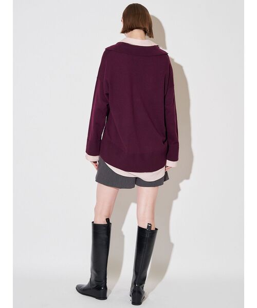 ELENDEEK（エレンディーク）の「シャツドッキングスキッパーニット（ニット/セーター・レディース・ボルドー/ネイビー/グレー・FREE）」の13枚目の写真