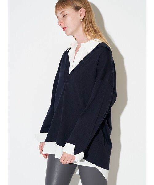 ELENDEEK（エレンディーク）の「シャツドッキングスキッパーニット（ニット/セーター・レディース・ボルドー/ネイビー/グレー・FREE）」の15枚目の写真