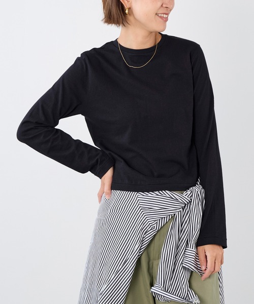 HANES(ヘインズ)の「【Hanes×THE DODO JEAN】2P クルーネックショートスリーブ・ロングスリーブTシャツ by THE DODO JEAN(Tシャツ/カットソー・レディース・ホワイト/ブラック・M)」の1枚目の写真