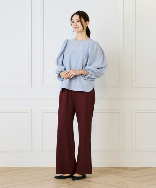 LE SOUK(ルスーク)の「ギャザースリーブプルオーバー(Tシャツ/カットソー・レディース・ブラック/カーキ/サックスブルー・フリー)」の5枚目の写真