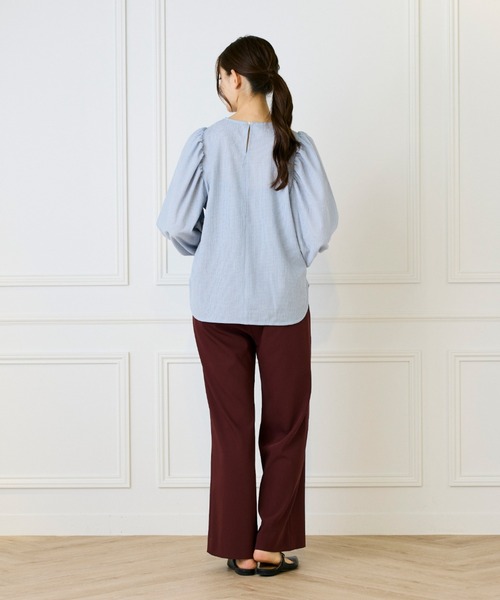 LE SOUK(ルスーク)の「ギャザースリーブプルオーバー(Tシャツ/カットソー・レディース・ブラック/カーキ/サックスブルー・フリー)」の6枚目の写真