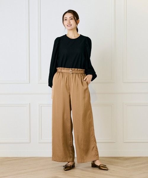 LE SOUK(ルスーク)の「ギャザースリーブプルオーバー(Tシャツ/カットソー・レディース・ブラック/カーキ/サックスブルー・フリー)」の7枚目の写真