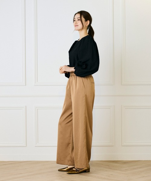 LE SOUK(ルスーク)の「ギャザースリーブプルオーバー(Tシャツ/カットソー・レディース・ブラック/カーキ/サックスブルー・フリー)」の9枚目の写真