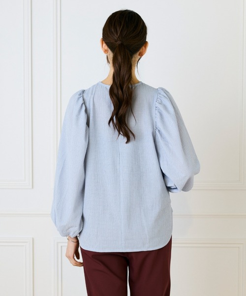 LE SOUK(ルスーク)の「ギャザースリーブプルオーバー(Tシャツ/カットソー・レディース・ブラック/カーキ/サックスブルー・フリー)」の15枚目の写真