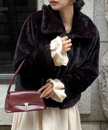 ファーコート フェイクファー ショート丈」に該当するブラック/黒色系