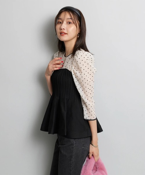 ドットブラウスレイヤードニット（ニット/セーター）｜JUSGLITTY