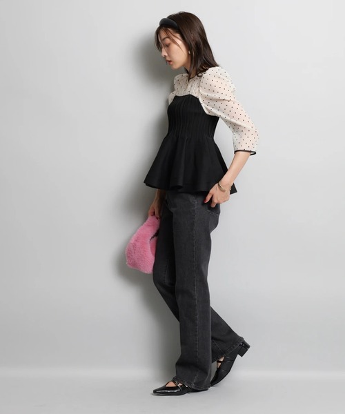 ドットブラウスレイヤードニット（ニット/セーター）｜JUSGLITTY