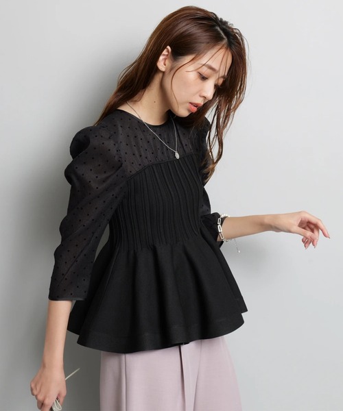 JUSGLITTY（ジャスグリッティー）の「ドットブラウスレイヤードニット（ニット/セーター・レディース・ホワイト系その他/ブラック系その他・2）」の8枚目の写真