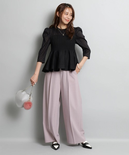 JUSGLITTY（ジャスグリッティー）の「ドットブラウスレイヤードニット（ニット/セーター・レディース・ホワイト系その他/ブラック系その他・2）」の9枚目の写真