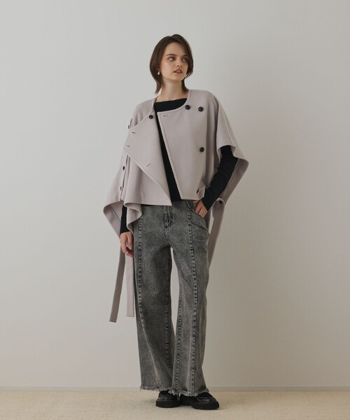 Diagram（ダイアグラム）の「ライトビーバーポンチョ（ポンチョ・レディース・ブラック/ベージュ・36）」の2枚目の写真