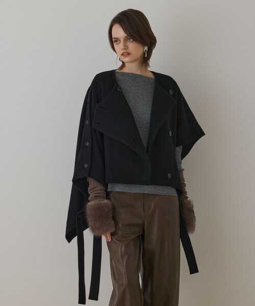 Diagram（ダイアグラム）の「ライトビーバーポンチョ（ポンチョ・レディース・ブラック/ベージュ・36）」の3枚目の写真