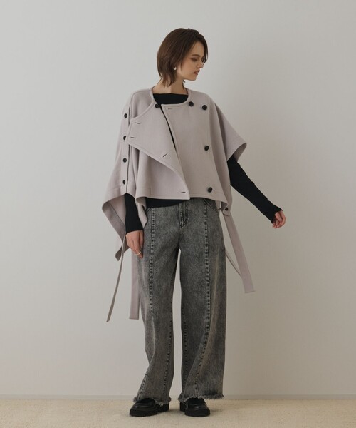 Diagram（ダイアグラム）の「ライトビーバーポンチョ（ポンチョ・レディース・ブラック/ベージュ・36）」の14枚目の写真