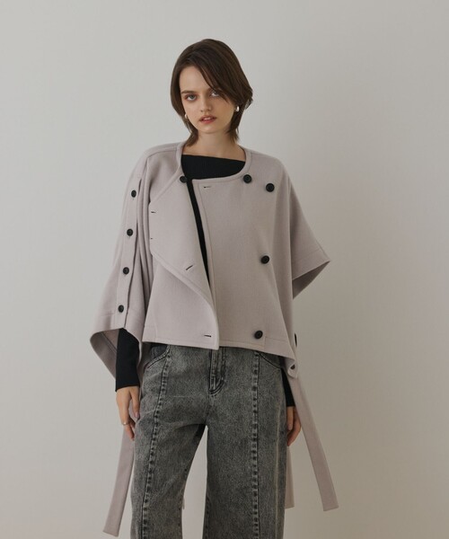 Diagram（ダイアグラム）の「ライトビーバーポンチョ（ポンチョ・レディース・ブラック/ベージュ・36）」の15枚目の写真