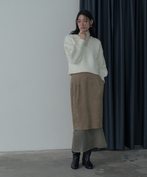 GALLEST（ギャレスト）の「スキッパーフォルムニット（ニット/セーター・レディース・サックスブルー/ブラック/オフホワイト・38）」の4枚目の写真