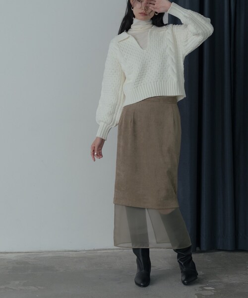 GALLEST（ギャレスト）の「スキッパーフォルムニット（ニット/セーター・レディース・サックスブルー/ブラック/オフホワイト・38）」の5枚目の写真