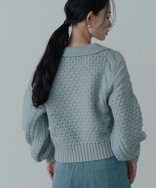 GALLEST（ギャレスト）の「スキッパーフォルムニット（ニット/セーター・レディース・サックスブルー/ブラック/オフホワイト・38）」の19枚目の写真